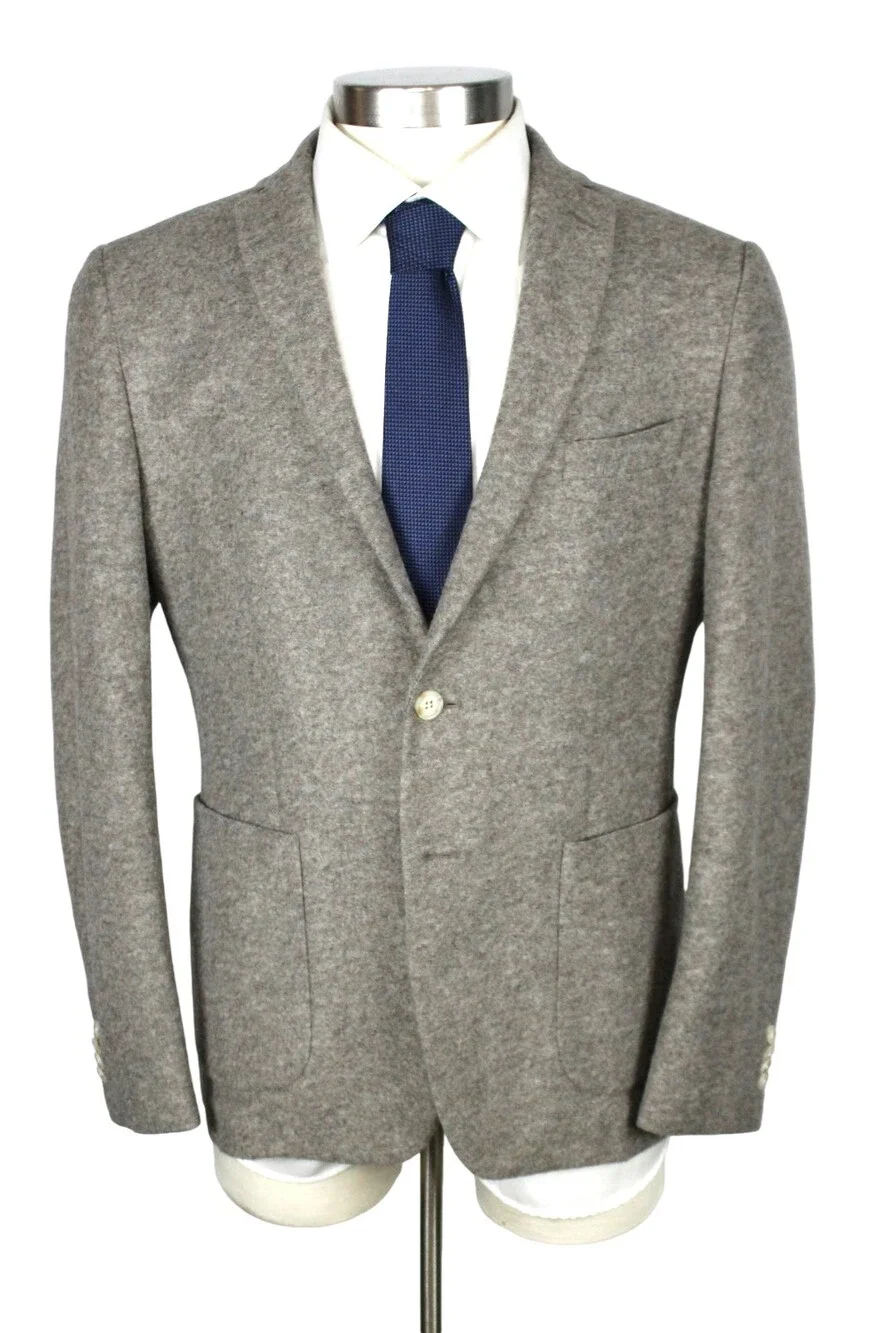 John Varvatos Varick Sport Coat Mens 42 R Wool Blend Slim Fit Taupe Grey Flannel